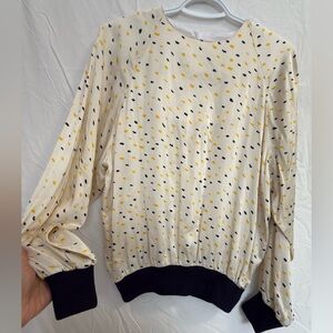 Silk Vintage Canadian Made Chic Polka Dot Long Sleeve Top